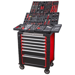 Kinbox 248 Piece BMC Tray Professional HandCart耐久性のある多機能ツールキット、アップグレードされたMetal Panelは、カスタマイズをサポートしています