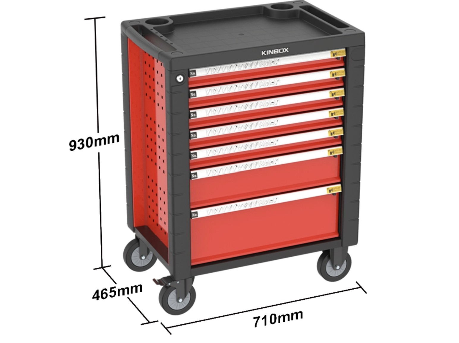 KINBOX 7 引き出しローリングツールキャビネットのサイズ